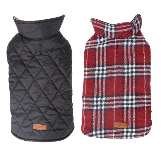 Waterproof Reversible Plaid Dog Jacket for Pets