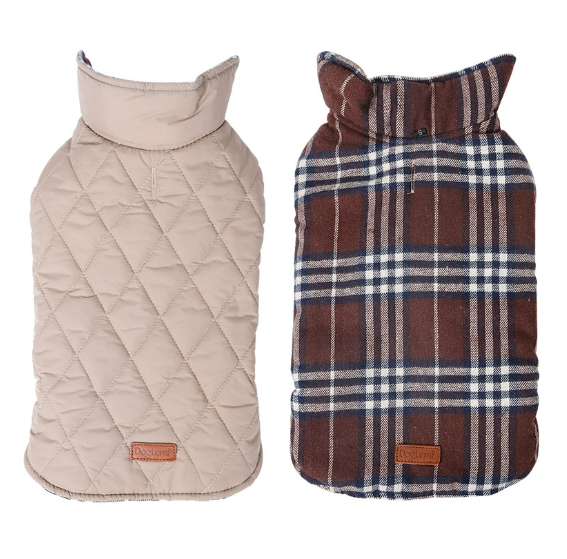Waterproof Reversible Plaid Dog Jacket for Pets